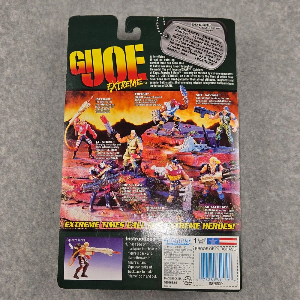 GI Joe Extreme Inferno Action Figure Kenner 1995 Firebolt Flamethrower 81179 NIB